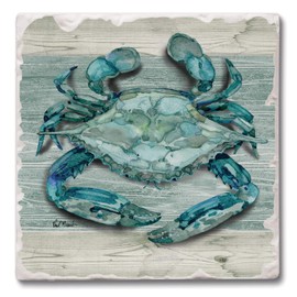 Thirstystone Northpoint Crab 4-Pack Tumbled Tile Stone Coasters with Protective Cork Backing Manufactured in The USA