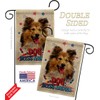 Patriotic Shetland Sheepdog Burlap Garden Flag Set with Stand Animals