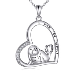 URONE 925 Sterling Silver Heart Pendant Chain I Love You Necklace Jewellery Gifts for Women, No Gemstone