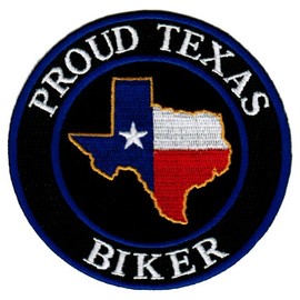 Proud Texas Biker Embroidered Patch Lone Star State Flag Iron-On Motorcycle Emblem