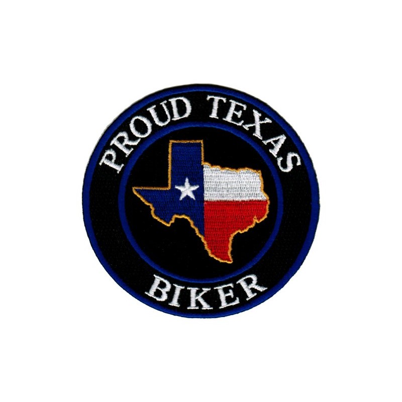 Proud Texas Biker Embroidered Patch Lone Star State Flag Iron-On