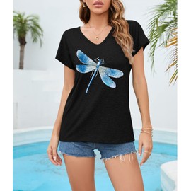 JNIFULI Women's Graphic Tees Casual Summer Funny Printed Short Sleeve Cute T Shirts Tops Z-Black