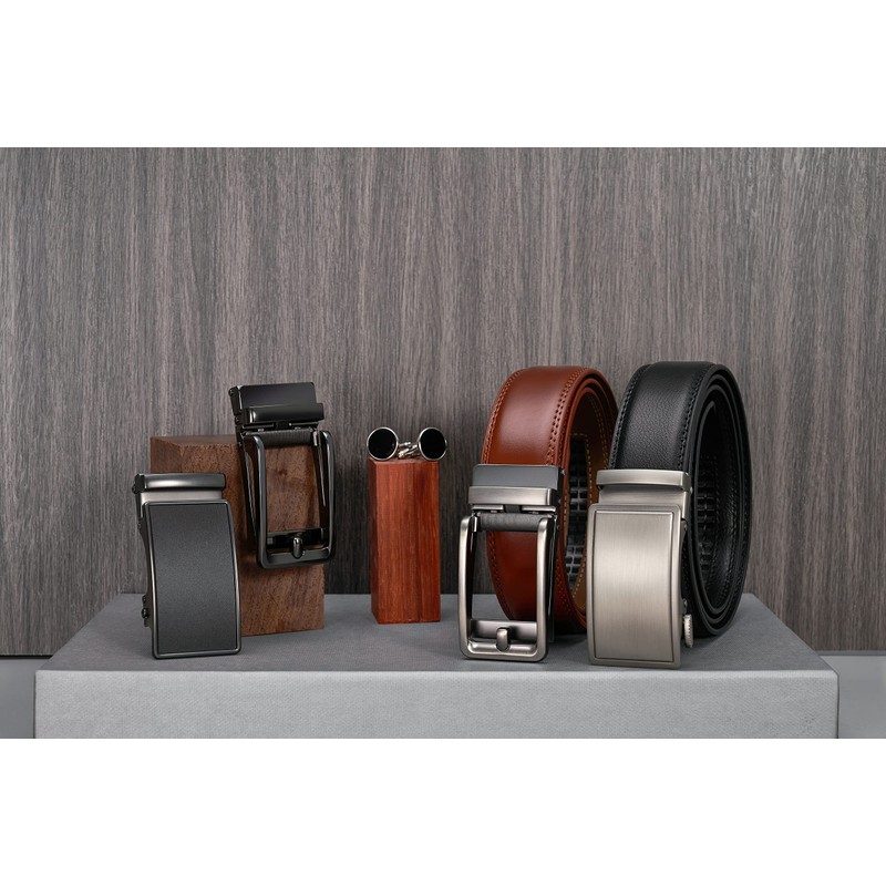 PlusZis 28 - 68 inch men's leather belt with ratchet,