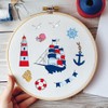 BENECREAT 4Sheets 55Pcs Water Soluble Embroidery, 11.7x8.3inch Summer Ocean Navigation