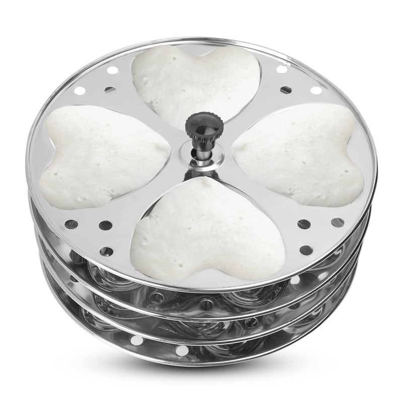 KSJONE Stainless Steel Idli Stand | 4-Plates Idli | Idli