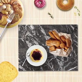 Soulscrafts Black Marble Pastry Cheese and Cutting Board whth White Vein Slab 16x12x0.5 Inch