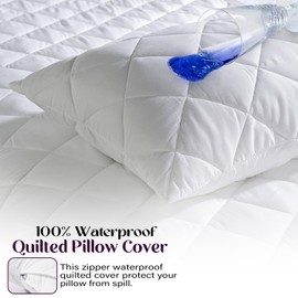 Sunshine Comforts Pillow Cases 4 pack - Waterproof Microfiber Quilted Pillow Cases/Pillow Protectors, Hotel Quality Fabric & Wrinkle free pillows Cover Pack of 4 (Standard 50x75 cm,)