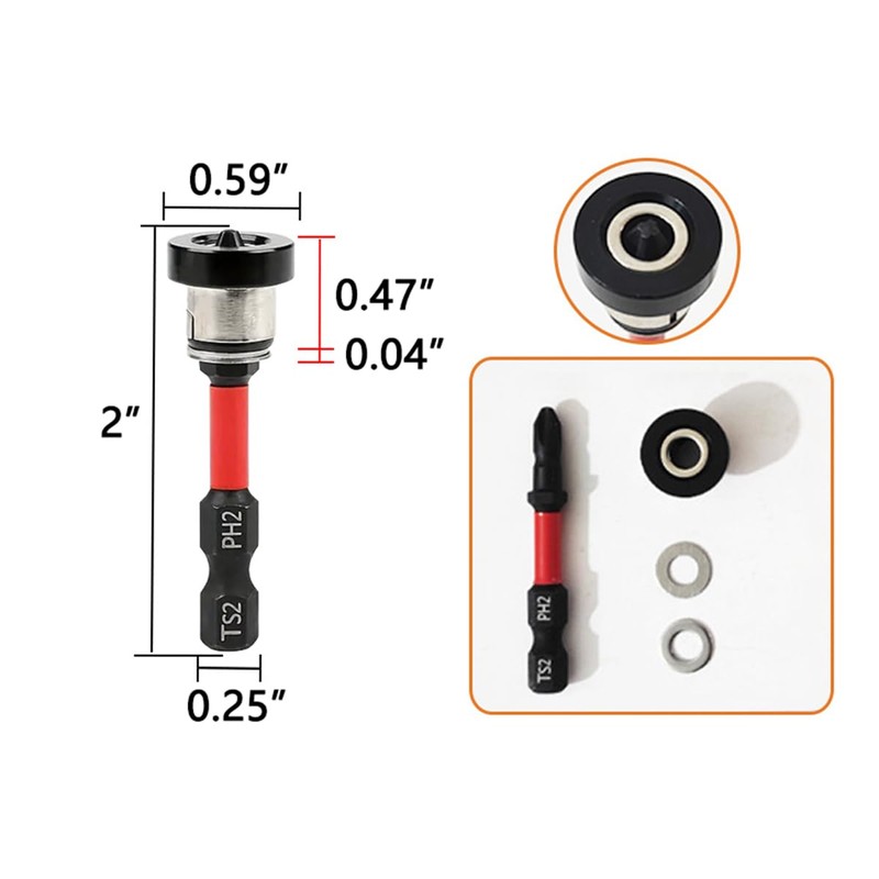 5pcs TEURSA ® Magnetic Drywall Screw Setter Bits – Adjustable
