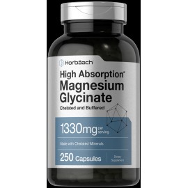 Horbäach Magnesium Glycinate | 1330mg | 250 Capsules | Buffered & Chelated | by Horbaach