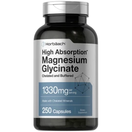 Horbäach Magnesium Glycinate | 1330mg | 250 Capsules | Buffered & Chelated | by Horbaach