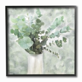 Stupell Industries Sage Green Painterly Eucalyptus in White Vase Wall Art, 12 x 12, Multi-Color