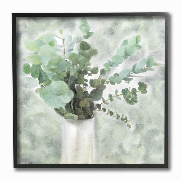 Stupell Industries Sage Green Painterly Eucalyptus in White Vase Wall