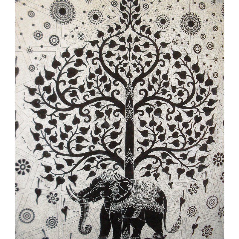 Traditional Jaipur Large Tree Of Life Tapestry, Indian Elephant Wall