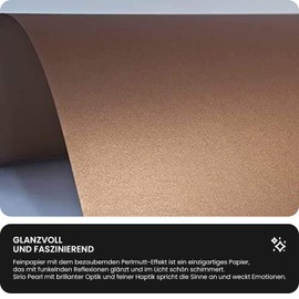 Netuno Sirio Pearl Copperplate Fine Paper Glossy Pearlescent Paper 10 Sheets Copper Red DIN A5 14.8 x 21 cm 125 g Glossy Pearlescent Paper Effect Paper for Wedding Birthday Christmas Christening