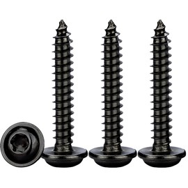 Drenky Wood Screws Torx Black, M4 x 20 mm Tapping Screws Stainless Steel A2 V2A Pack of 50 Self-Tapping Screws Black Flat Head Screws Full Thread
