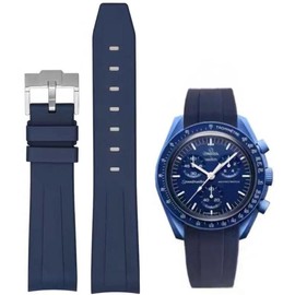 Danxancy Bands for Moonswatch Watch,Curved End Rubber Watch Strap Compatible with Omega Swatch Moonswatch Speedmaster Planet Series Replacement Band for Men Women