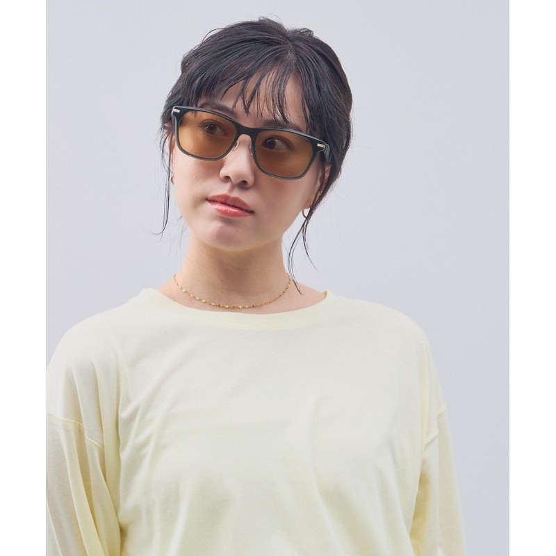 [ゾフ] ウェリントン型 サングラス｜ レザー調 ラバーテンプル ズレ落ちにくい ユニセックス 男女兼用 ズレ落ち防止 紫外線対策