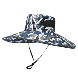 Herolland Super Wide Brim Fishing Hat for Men and Women,UPF50+ Waterproof Bucket Hat for Fishing, Hiking, Camping Camouflage Blue