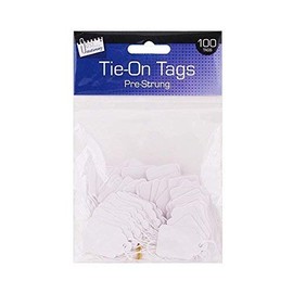 Atlona 100 White Strung Tags Pre Strung Tie on Tags 25 x 39mm