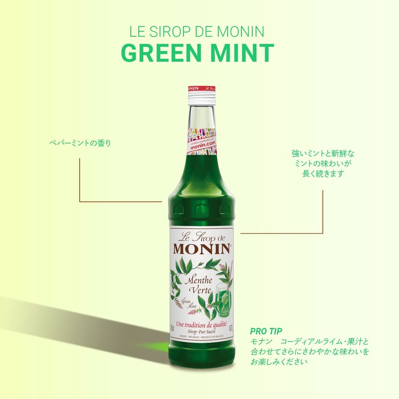 MONIN Green Mint Syrup, Green Mint, 8.5 fl oz (250ml)
