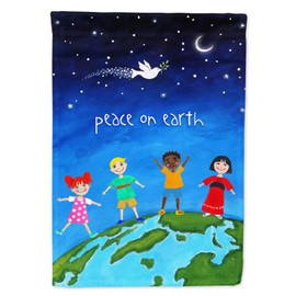 Caroline's Treasures VHA3039CHF Peace on Earth House Flag Large Porch Sleeve Pole Decorative Outside Yard Banner Artwork Wall Hanging, Polyester, House Size, Multicolor
