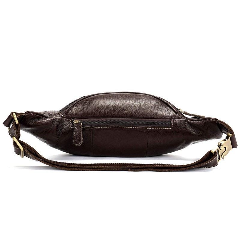 Genuine Leather Large Fanny Pack Waterproof Hip Belt Bag Cowhide