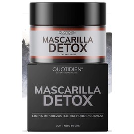 Mascarilla Facial Detox de Carbón Activado - Limpieza Profunda - Absorbe Grasas - Purifica - Disminuye Puntos Negros y Poros - Limpia Impurezas- Arcillas Puras