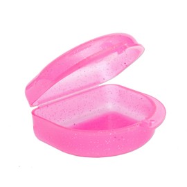 Dental Aesthetics Glitter Gumshield Case - Mouthguard Box for Ortho Retainers, Sports Dental Appliances, Dentures & More (Glitter Pink)