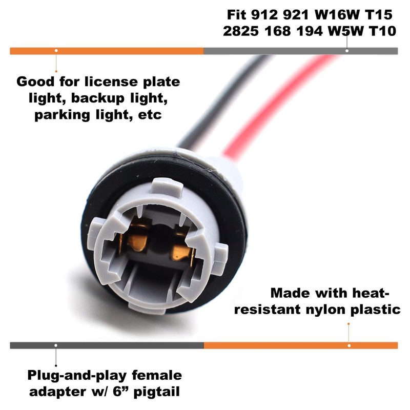 iJDMTOY 912 920 921 T15 Nylon Base Socket/Base w/Pigtail Wiring