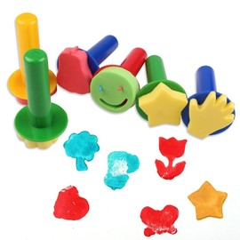 Poemtian Paint Sponges for Kids, 30 Pcs Painting Brushes Set, Early Learning Sponge Paint Brush, Stamps Foam Art Craft Drawing Tools for Toddlers DIY Gifts - Random Colour