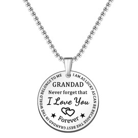 SMARGO Father's Day Gifts For Grandad Necklace From Grandchildren Granddaughter Grandson I Am As Lucky As Can Be Because The Best Grandad In The World Belongs To Me