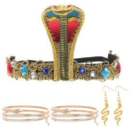 minkissy 1 Juego Pulsera Con Diadema De Serpiente Pulseras Superiores De Serpiente Para Mujer Makima Cosplay Diadema Elástica De Serpiente Egipcio Poliéster Metálico Novia Serpentina Patra