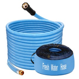 Kohree 50FT Upgraded RV Water Hose with Storage Bag, 5/8" Premium Drinking Water Hose, Leak Free, No Kink, Reinforced PVC Design w/Strain Relief Ends, Flexible Garden Hose for RV, Camper, Truck - Blue | Kohree