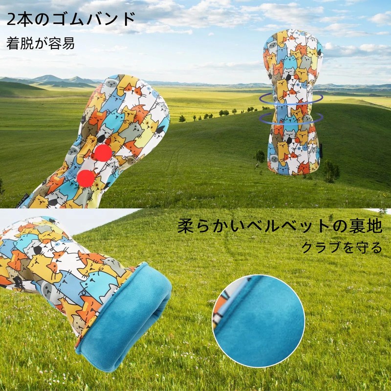 HELLO NRC Cartoon Printed Golf Headcover Utility Headcover PU Waterproof