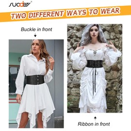 SUOSDEY Corset Belt for Women, Wide Waistband Belt for Dress Cosplay Tie Waspie Belt Black