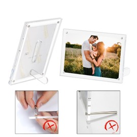 Acrylic Photo Frame, Photo Stand, 2-Way Picture Frame, Stylish, Gift, For Both Horizontal and Vertical, Large Size, Gift, Magnetic, Award, Poster Frame, 6 Inches, Refrigerator Decoration, KG (4.0 x 6.0 inches (102 x 152 mm)