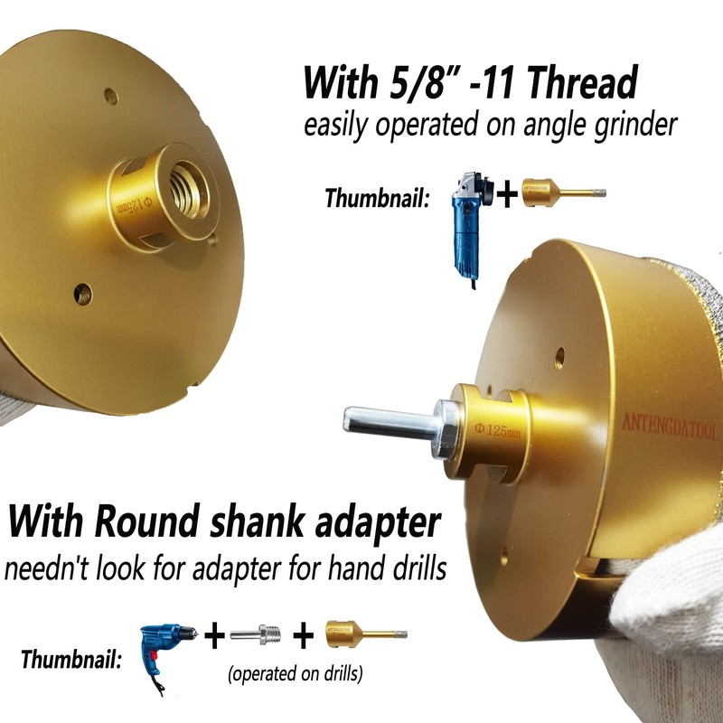Antengdatool 5 Inch Dry/Wet Diamond Hole Saw for Angle Grinder