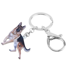 TIZURO Acrylic German Shepherd Keychains Puppy Pets Dog Animals Car Keys Keyring Novelty Jewellry For Women Bag Wallet Charms (Brown)