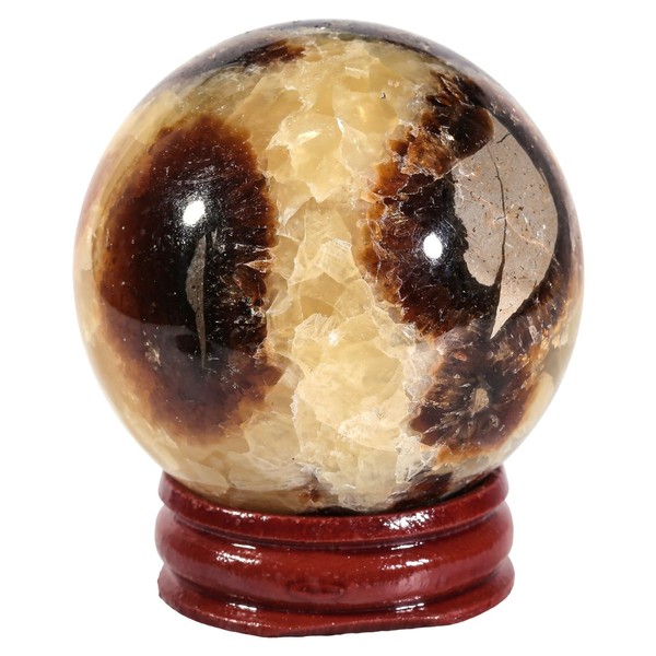Nupuyai Natural Septarian Dragon Stone Ball with Wooden Stand Reiki