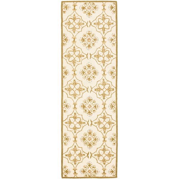 Safavieh Chelsea Collection HK376A Hand-Hooked French Country Wool Runner, 2'6" x 12' , Ivory / Green