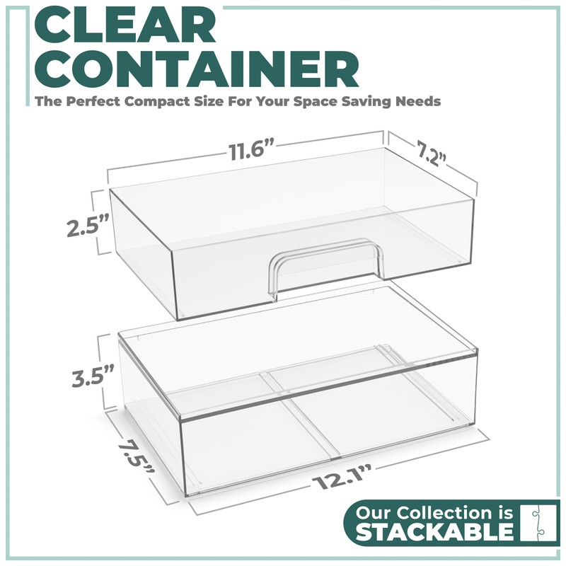 Sorbus Acrylic Storage Containers - 4 Pack, Stackable Storage Bins