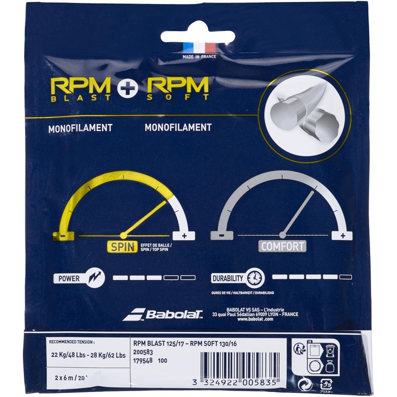 Babolat Hybrid RPM Blast 17g + RPM Soft 16g Black/Grey