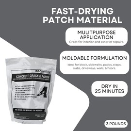 Rapid Patch Concrete Crack & Patch - Repair Concrete, Block, & Masonry in Gray (3 Pounds)