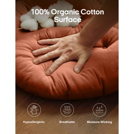 ZonLi Floor Pillows Round Large Seating for Adults,Tufted Accents Floor Cushions for Living Room Tatami,Cinnamon, 22x22 Inch
