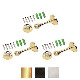 Magnetic Door Stop 3in. Catch Protects and Holds Premium-Grade (3-Pack, Bright Brass)