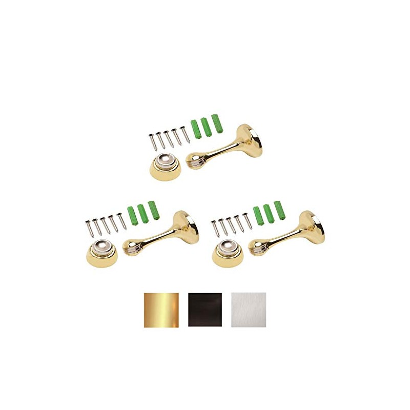 Magnetic Door Stop 3in. Catch Protects and Holds Premium-Grade (3-Pack,