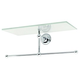 Motiv 2636T/PC London Terrace 12'' Tempered Glass Wall Tray with Towel Bar,Polis
