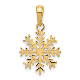 IceCarats 10K Solid Yellow Gold Snowflake Necklace Chain Pendant Charm 23mm x 14mm Only