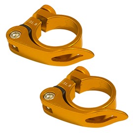 2 Pcs Bicycle Seat Clamp，31.8mm Quick Release Bike Seatpost, Aluminum Alloy Seat Lock Clamp, Bicycle Seat Attachment (Gold)