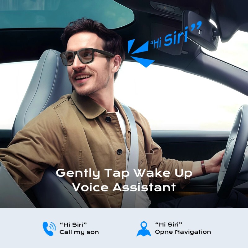 XO Men Smart Glasses Shades Photochromic Bluetooth Audio Sunglasses Anti-blue